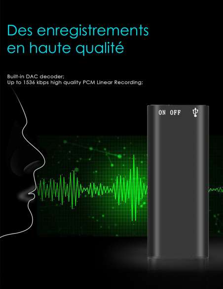 Lecteur mp3 micro espion dictaphone - haute qualite