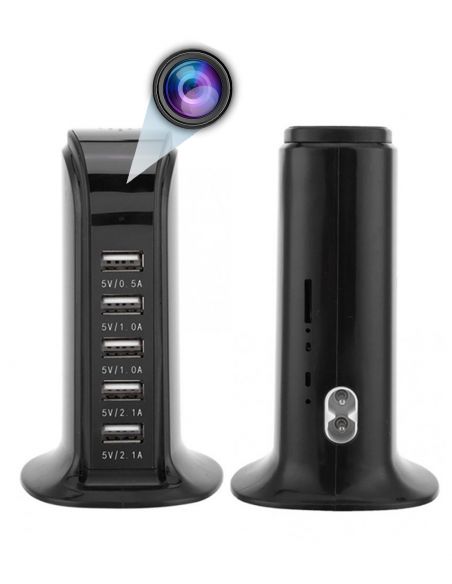 Station charge secteur USB camera espion a distance - double face