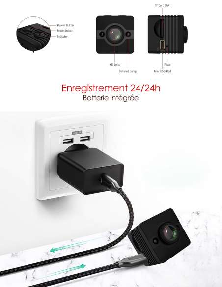 Mini camera HD vision grand angle nocturne - fonctionnalites