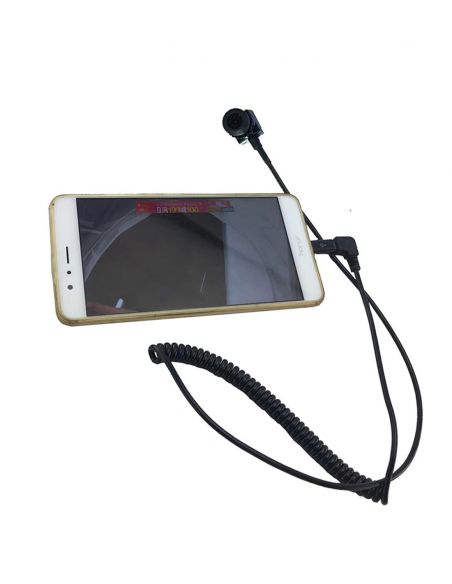 Camera bouton filaire OTG 90° branchee a un telephone