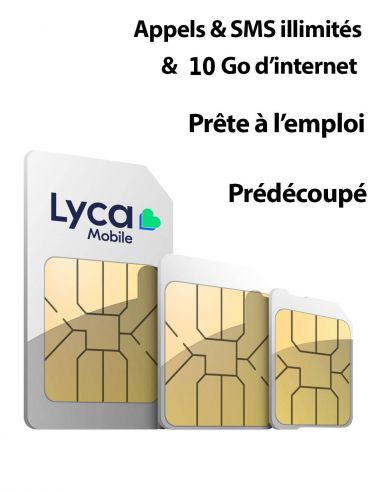 Carte SIM prépayée LycaMobile  - 10...