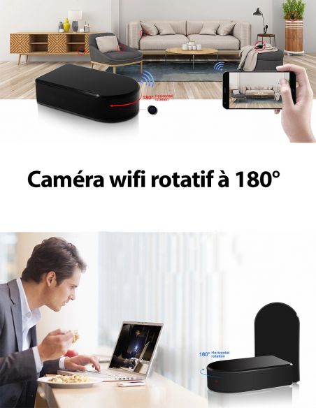 Caméra espion motorisée 180° Wifi Full HD