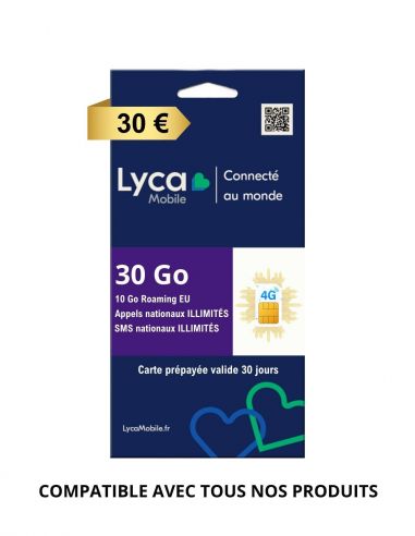 Carte SIM prépayée Lycamobile  - 30...