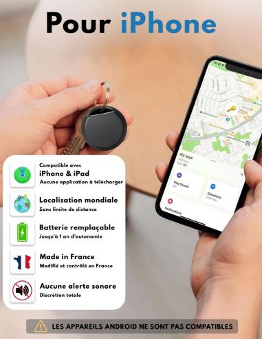 Tag compatible AirTag iOS, sans...