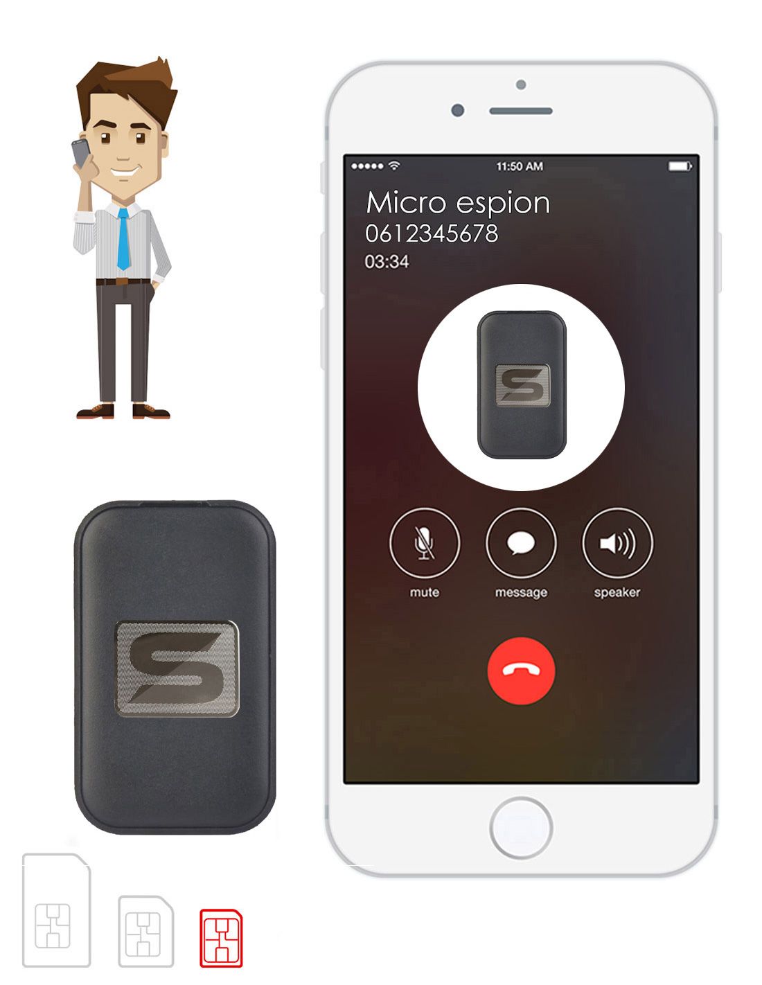 Micro espion GSM - detection de son et mouvement - localisation GPS Micro espion GSM - detection de son et mouvement - localisation GPS