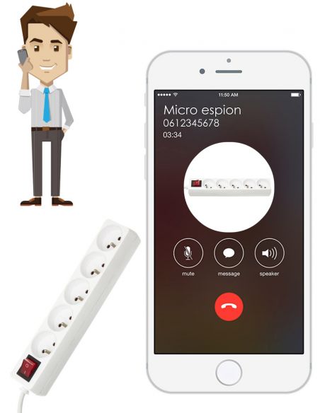 Multiprise avec micro écoute à distance - appel